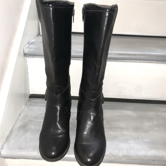 Rialto Caparella Black Heeled Boots Women's Size 8 1/2 M Buckles Zipper - Picture 8 of 9